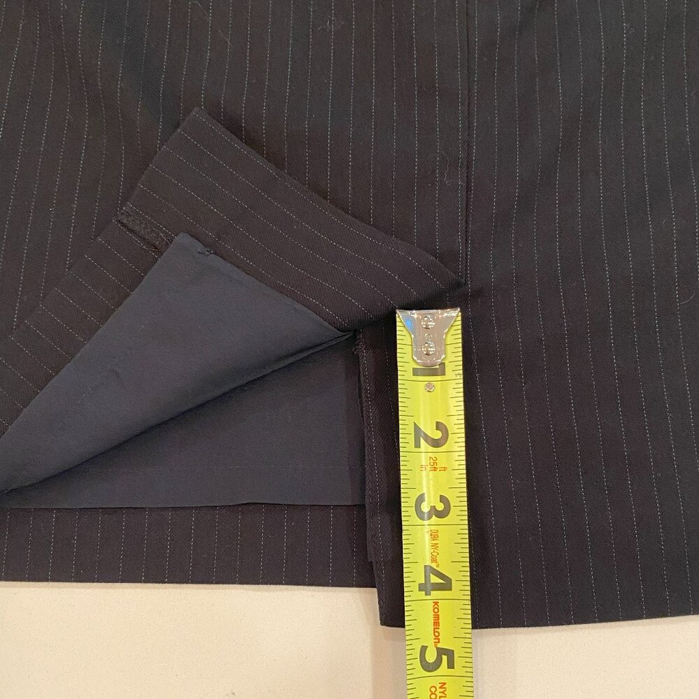Banana Republic - 90s, Pinstriped, Back Split, Black, Blue, Skirt - Size 10 - Picture 4 of 7